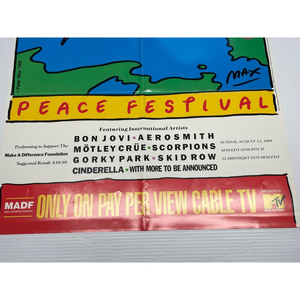 Peter Max Moscow Music Peace Festival MTV Ad Promo Poster Bon Jovi Aerosmith - Picture 7 of 12